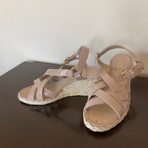 Lauren Ralph Lauren Chrissy Patent Leather Espadrilles Wedge Size 5B - Picture 3 of 15